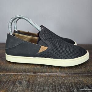 NEW Olukai Pehuea Womens Size 6.5 Mesh Slip Casual Shoes Sneakers Black White